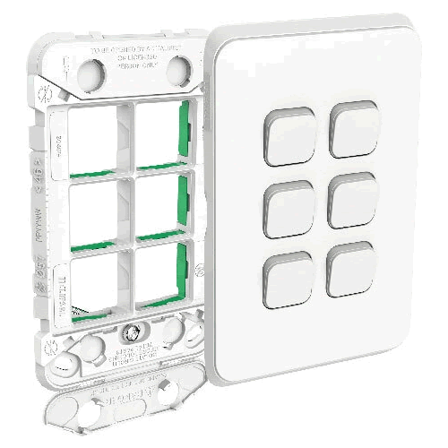 Clipsal Iconic Switch Grid Skin 6G Vivid White - 3046VHVW