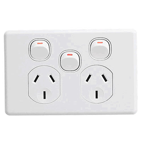 Clipsal Classic Double Powerpoint Extra Switch 10A 250V - C2025XAWE