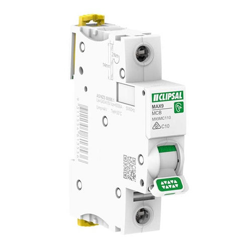 CLIPSAL MCB 1P 6kA 10A 240V C-Curve, MAX9 - MX9MC110