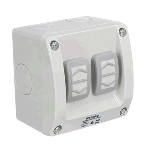 Clipsal Weatherproof Double Switch 16A IP66 - WS226/2