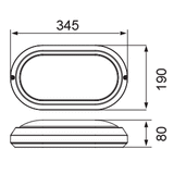 Energetic Oval 8W LED Bunker IP65 Tricolour Black - ELA281000