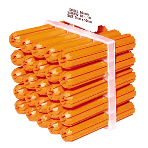 10mm x 50mm Wall Plug Orange 100PK - HWP1050