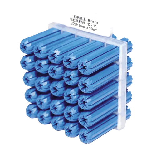 8mm x 50mm Wall Plug Blue 100PK - HWP850