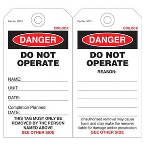 DO NOT OPERATE Tag 140mm x 75mm 5P - TAGTSDT1