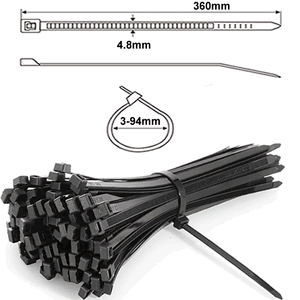 360mm x 4.8mm UV Resistant Cable Ties Nylon 66 100P - CT48360