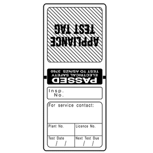 Self-Laminating Rectangular Test Tag Black (Yearly) (NSW) 100P - TAGTTN7B